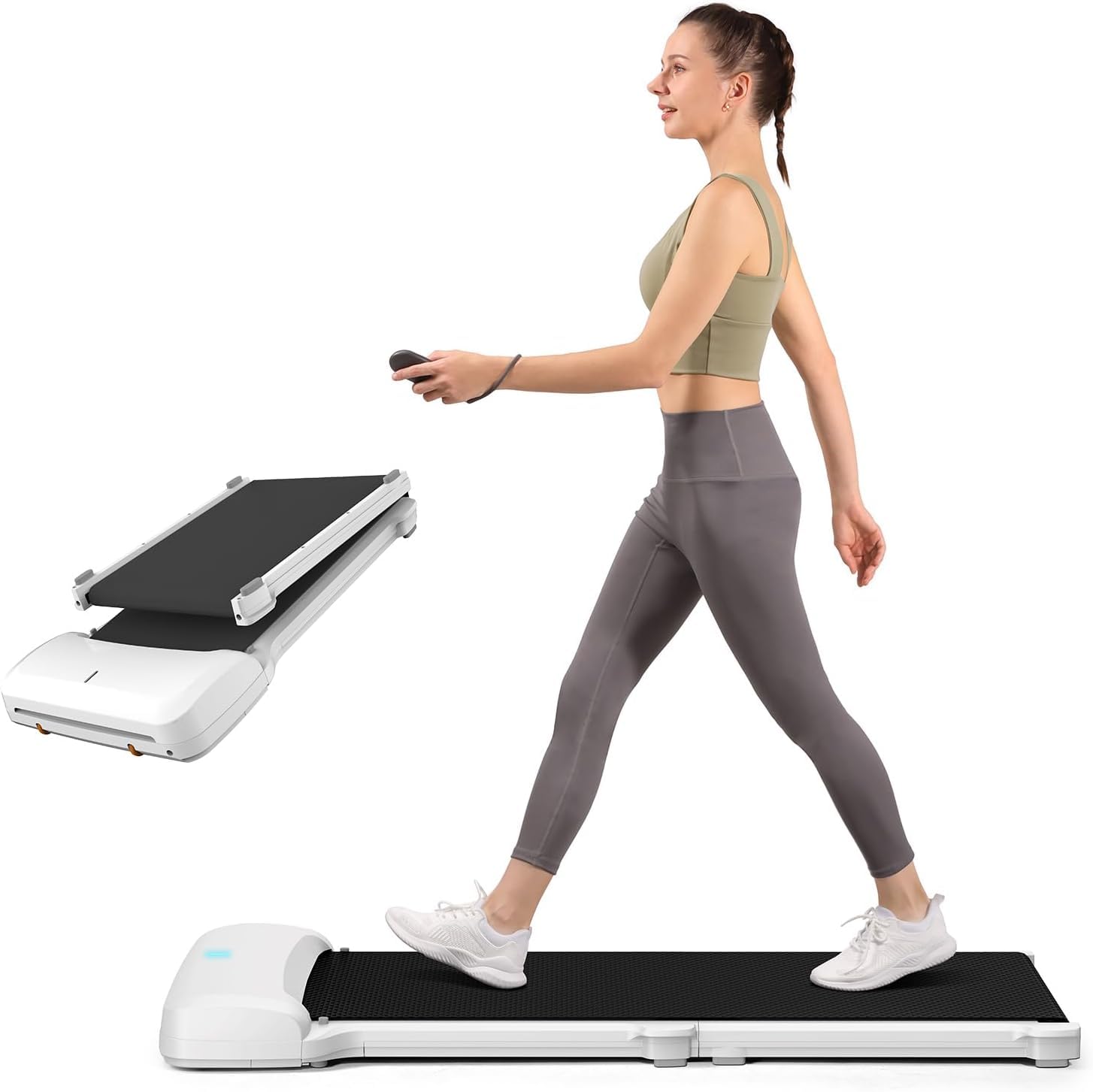 WalkingPad Tapis de Marche, Pliable Walking Pad pour Maison et Bureau, Électrique Silencieux Tapis Roulant 6 km/h avec Télécommande, Pas d'Assemblage Nécessaire
