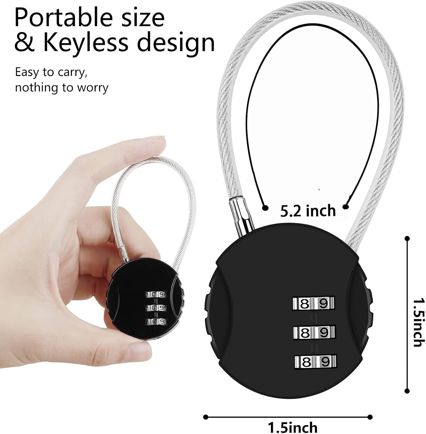 CROMLL 2 Pack Combination Lock 3 Digit Outdoor Waterproof Padlock for School Gym Locker, Sports Locker, Fence, Toolbox, Gate, Case, Hasp Storage (Black&Blue)