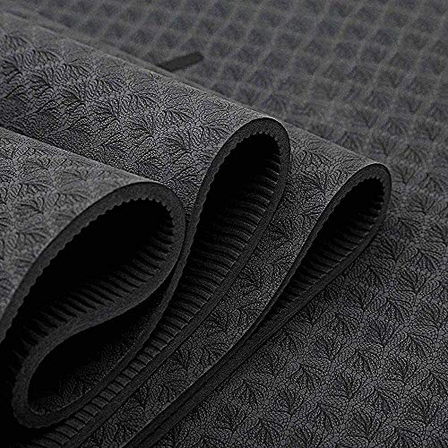 Tapete Yoga TPE 6mm Linhas Corporais Preto