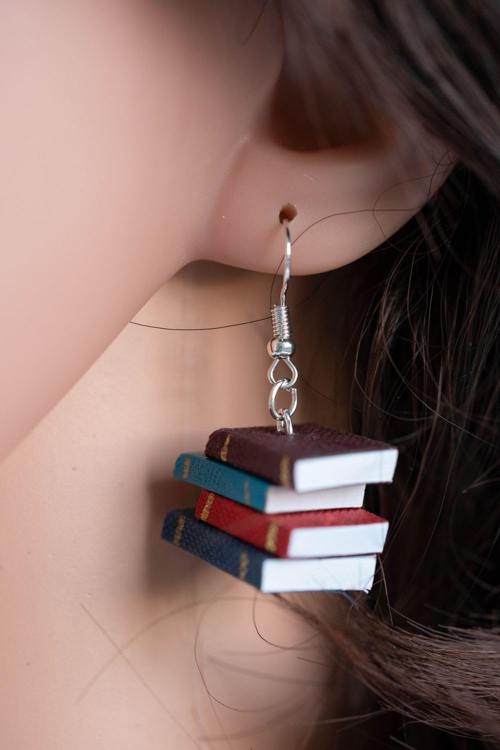 Books Earrings Miniblings Pendant read book book stack bookworm colourful paper