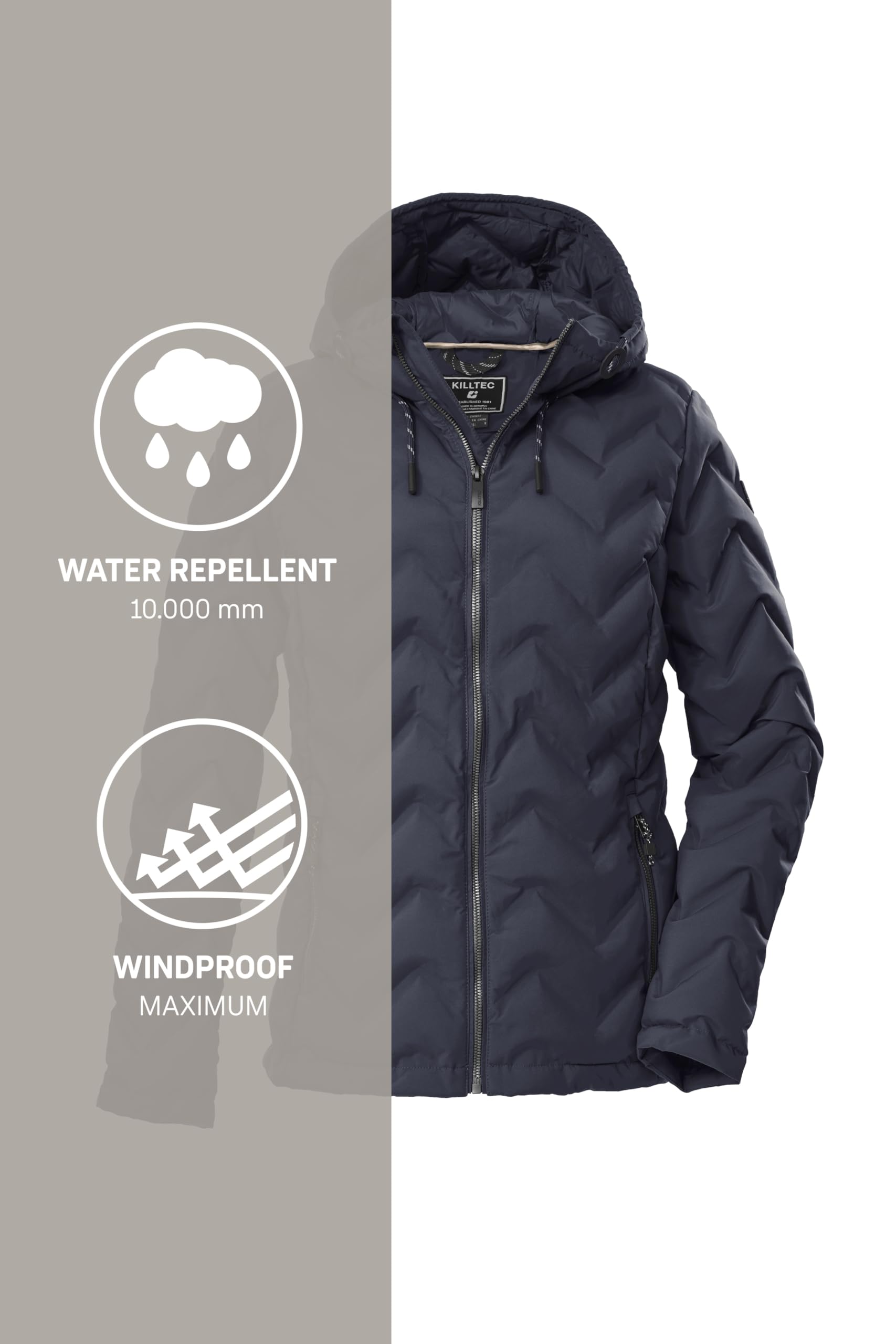 Killtec Kow 23 Wmn Qltd Jckt Chaqueta acolchada/chaqueta funcional con aspecto de plumón y capucha Mujer (Pack de 1)