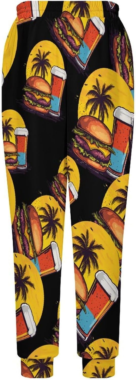 Burger And Beer Men's Pants Athletic Workout Sweatpants Jogger Casual Pant for Sports Home