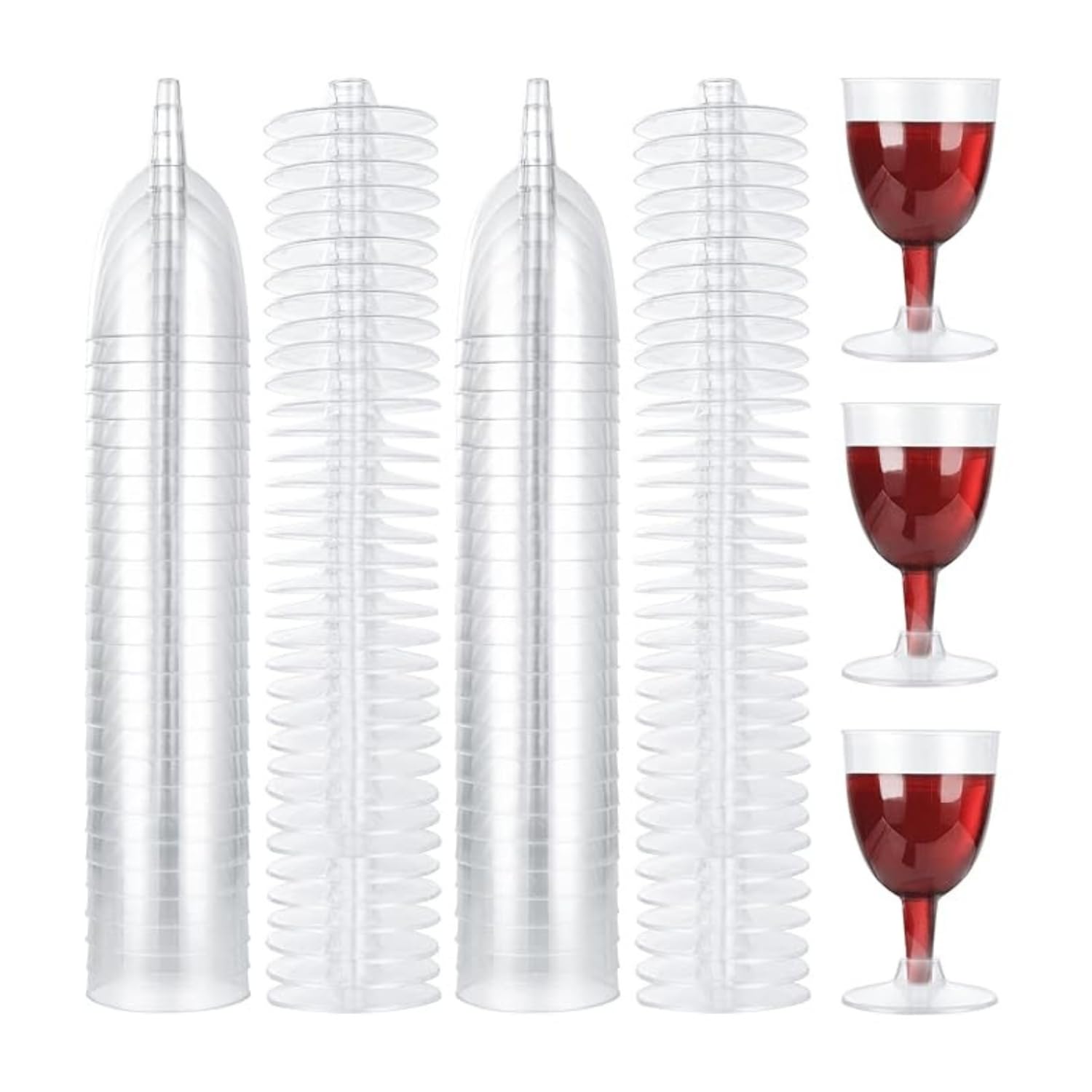 HOMESHOPA Clear Plastic Wine Glasses, 24 Pack 115ml Wine Tasting Cups Sturdy Stemmed, Unbreakable Reusable Cocktail Prosecco Glass for Weddings Birthdays Christmas BBQ & Garden Party