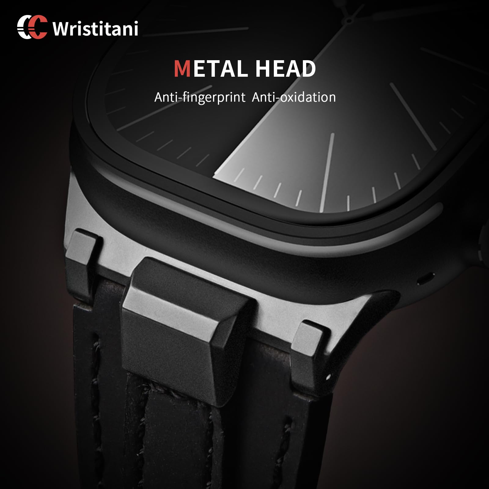 Wristitani Cinturini Pelle Compatibile con Apple Watch 49mm 46mm 45mm 44mm 42mm per Uomo, in Vera Pelle con Connettore Metallo Cinturino Ricambio per iWatch Ultra2/3 Series 11 10 9 8 7 6 5 4 3