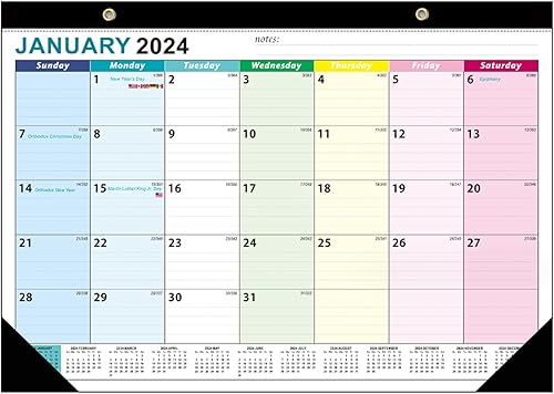 Calendario 2024-2025 de 17 x 12 pulgadas, calendario de pared grande de 18 meses, de enero de 2024 a junio de 2025, planificador mensual 2024,