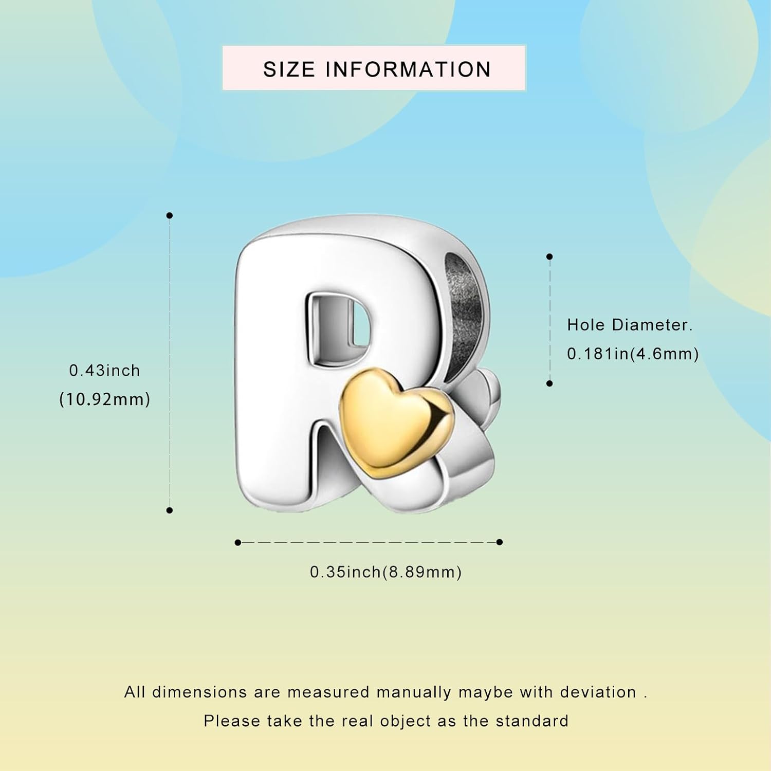 PARCOM S925 Sterling Silver Charms for Bracelets and Necklaces, A-Z Letter Charms With Golden Heart Initial Beads Pendant Jewelry for Women's Birthday Ceremony - Image 3