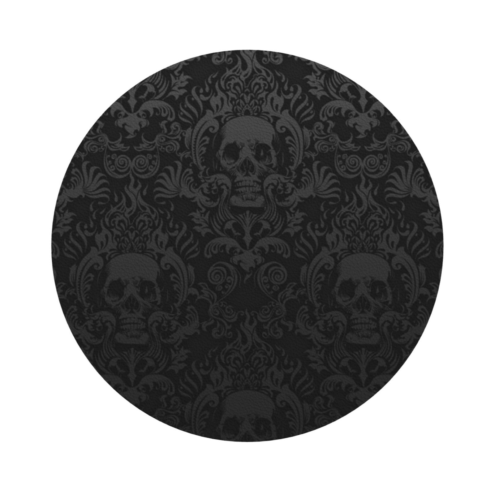 gothic wallpaper skull PU Leather Coasters Set of 6 Round Drink Coasters