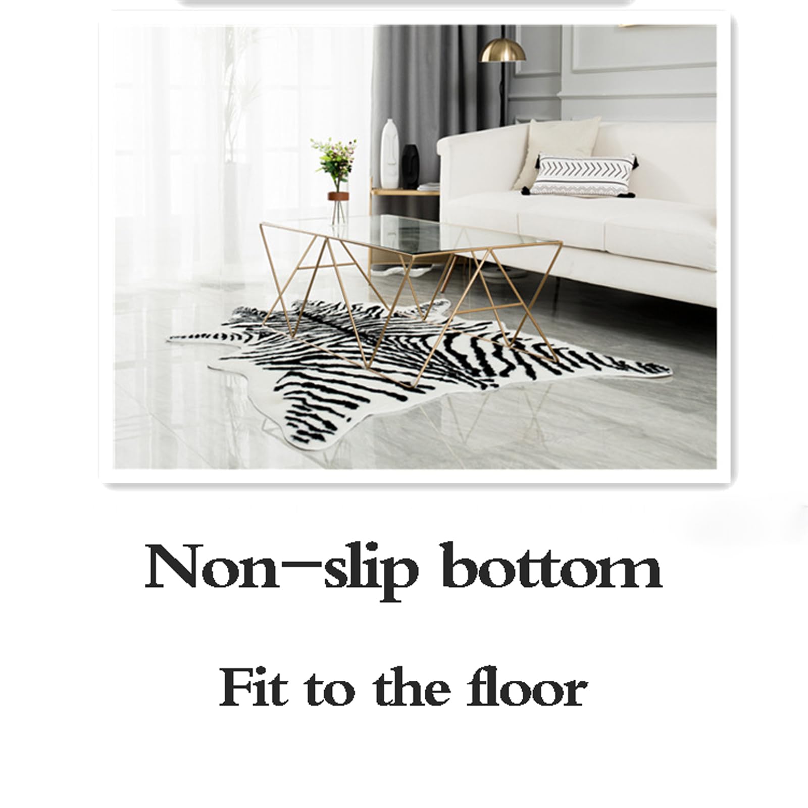 Cow Skin Rug Tapis en Peau de Vache en Fausse,Tapis en Peau De Vache Synthétique,Tapis en Fausse De ZèBre,Tapis de Vache,Antidérapant,pour la décoration intérieure