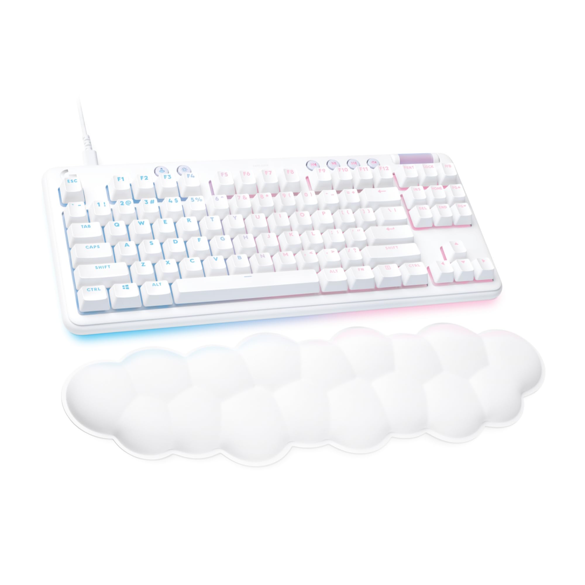 Logitech G G713 Teclado para Gaming con Cable con Iluminación LIGHTSYNC RGB, Interruptores Linear (GX Marrón) y Reposamanos para Teclado, Compatible con PC y Mac, QWERTY Español - Blanco Niebla