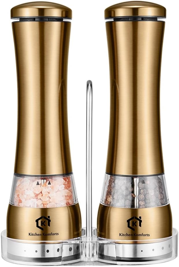 Electric Salt and Pepper Grinder Set (Golden)
