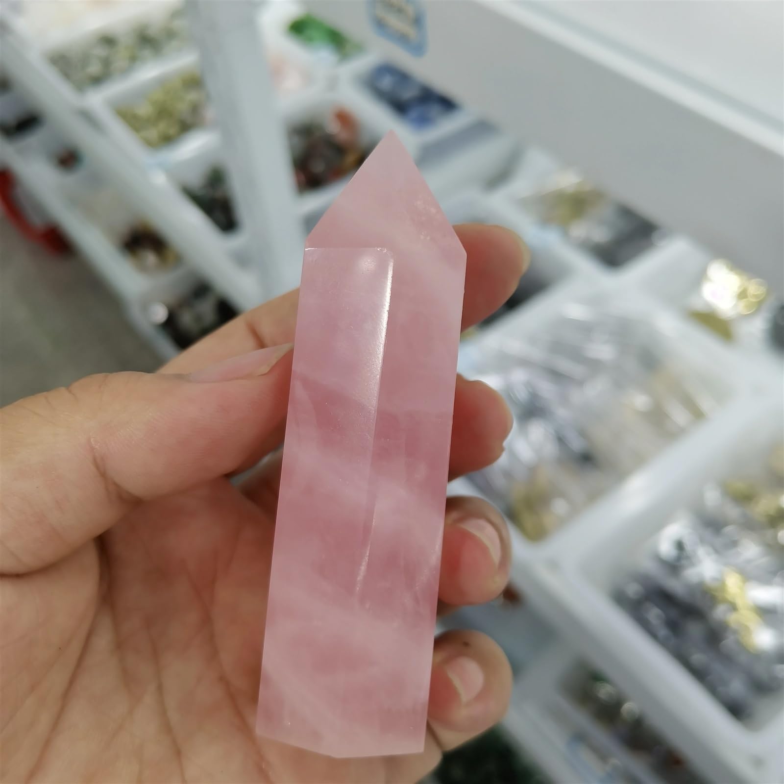 KJEBVHIRS Stone Rose Quartz Crystal dot Crystal Column Hand Polished Hexagonal Obelisk Interior Decoration(50-60mm)