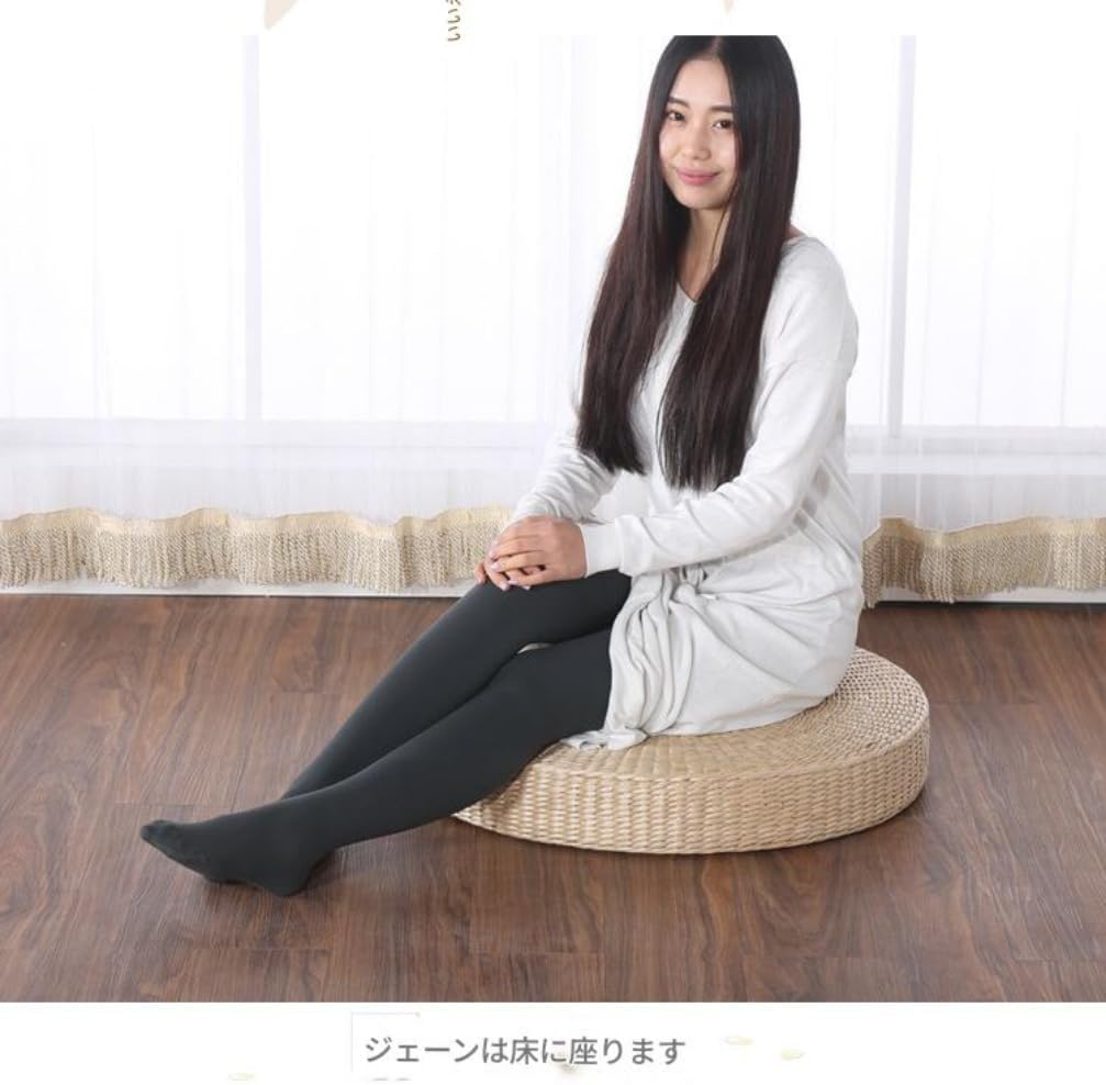 天然草 坐垫 丸型 大判 厚手 クッション 通気性良好 和風 シンプル デザイン おしゃれ 座布団 折りたたみ椅子用 オフィス用 ダ