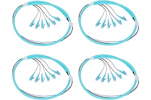 GESD 4PACK LC-OM3 6 Pigtail 6 Strand Multimode OM3/OM4 50/125 LC-UPC Fiber Pigtail, 1.5 Meter