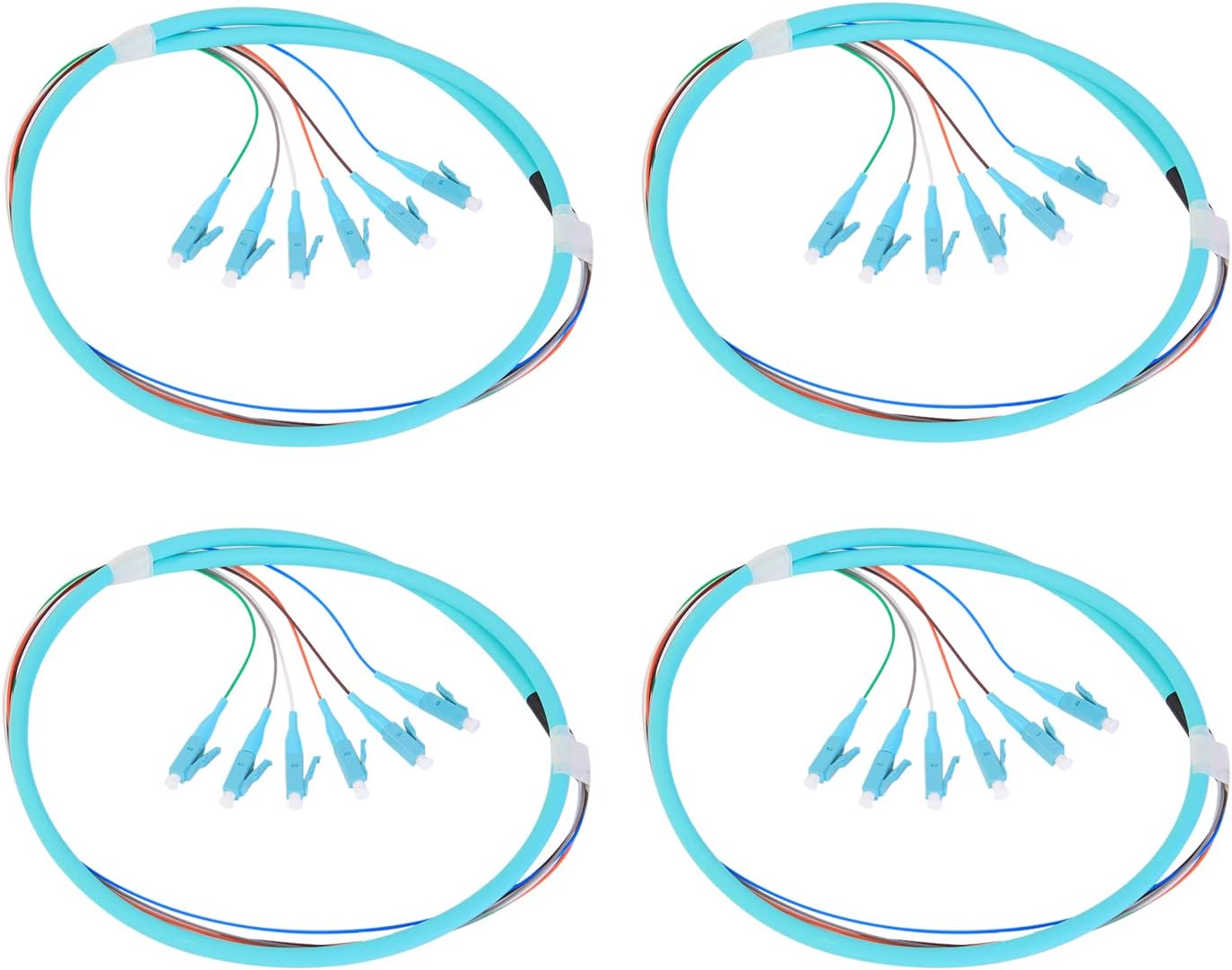 GESD 4PACK LC-OM3 6 Pigtail 6 Strand Multimode OM3/OM4 50/125 LC-UPC Fiber Pigtail, 1.5 Meter