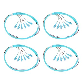 4PACK LC-OM3 6 Pigtail 6 Strand Multimode OM3/OM4 50/125 LC-UPC Fiber Pigtail, 1.5 Meter