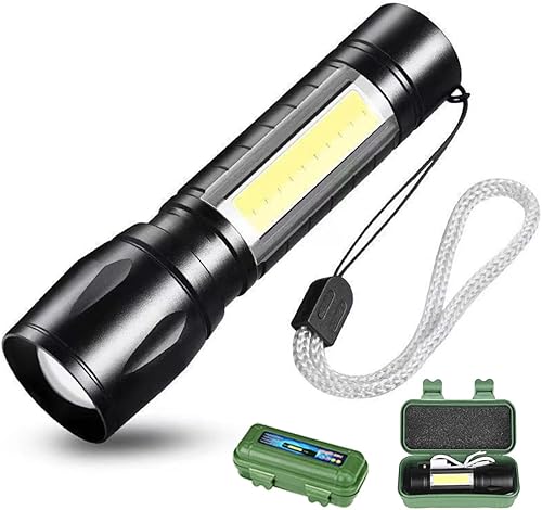 Linternas recargables de alto lumens LED - Mini linterna recargable USB para el hogar, 3 modos de enfoque ajustable, linterna impermeable portátil