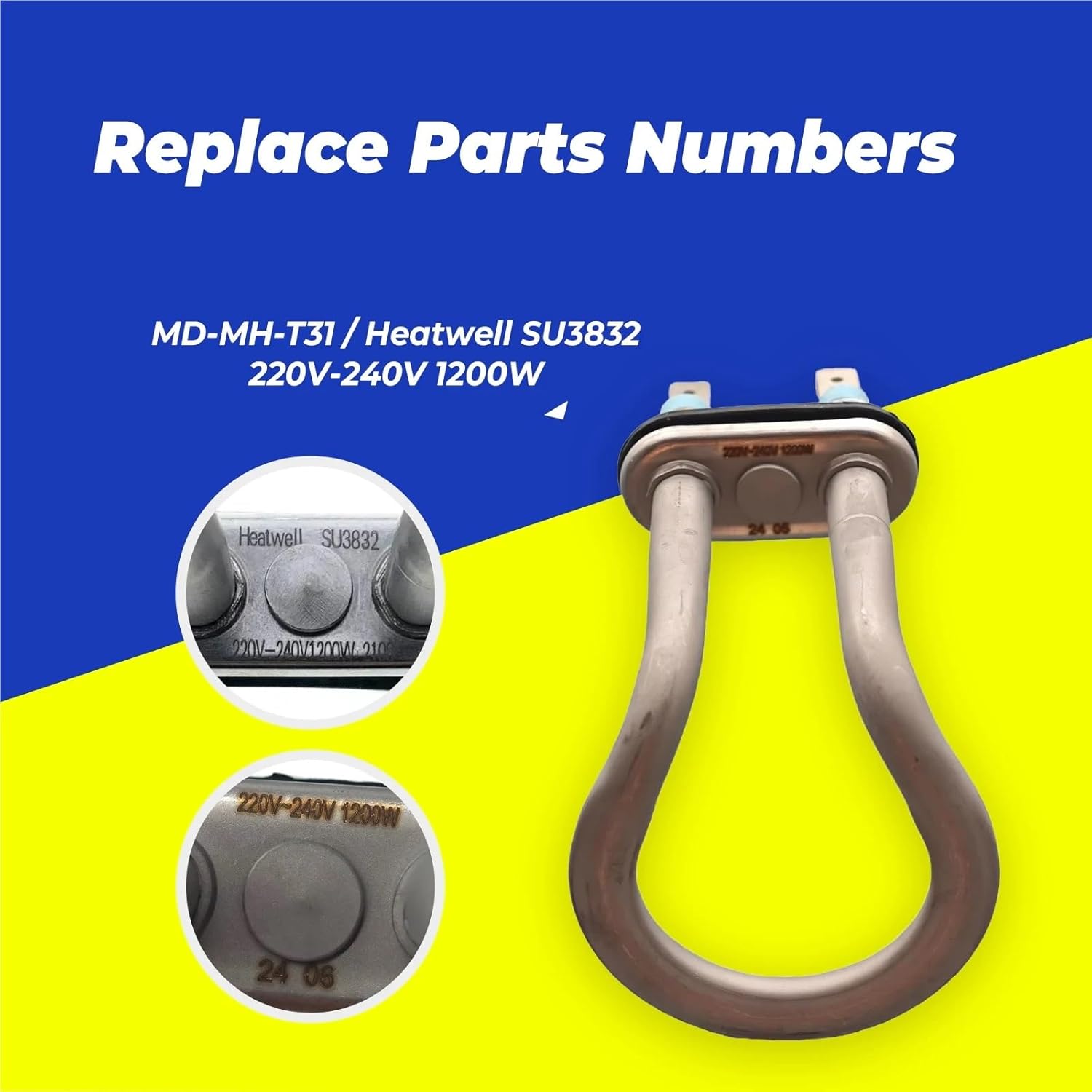 1Pcs SU3832/MD-MH-T31(Interchangeable) 220V-240V 1200W Dishwasher Parts Heating Element