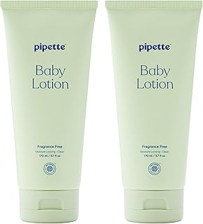 Pipette Baby Lotion, Fragrance Free, 5.7 fl oz (Pack of 2), Unscented Baby Lotion for Newborn, Sensitive Skin, and Kids, N...