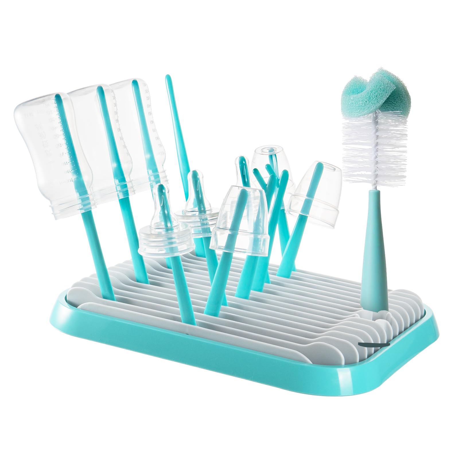 PEAPIN Baby Bottle Drying Rack, Holds Up to 10 Bottles & Cups, Detachable Heavy Duty Rack with Adjustable Posts, Portable Space Saving Countertop Organiser for Bottles, Teats & Accessories