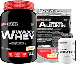 Kit Waxy Whey Baunilha 900g + Albumina Baunilha 500g + Power Creatina 100g - Bodybuilders