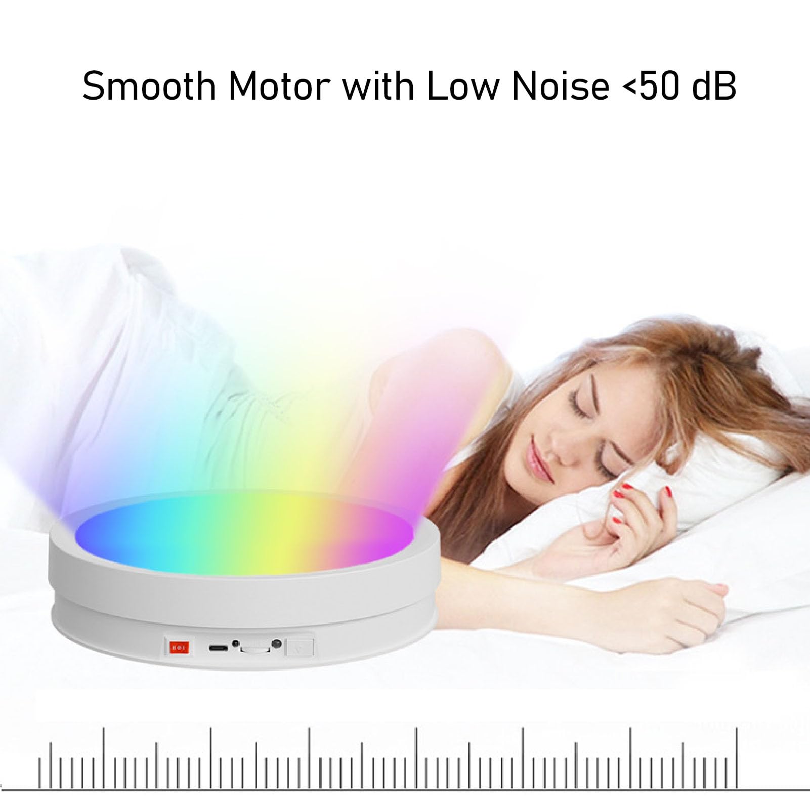 Alomejor Motorized Rotating Display Stand, 22cm Diameter | Światło LED, konstrukcja o niskim poziomie hałasu, regulowana prędkość obrotowa, odpowiednia do fotografii