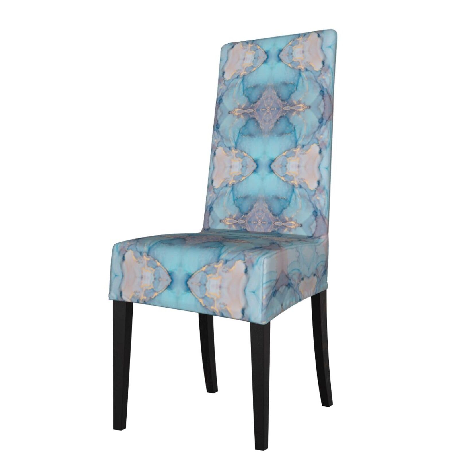 Lkymoh As Picture Blue Gold Marble Texture Ocean Art, Chair Covers Stretch Chair Slipcovers For Dining Room, For Party Pet Protection Universal Fit Soft Polyester