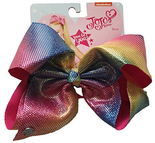 JoJo Siwa Signature Collection Hair Bow - Rainbow with Silver Iridescent Dots