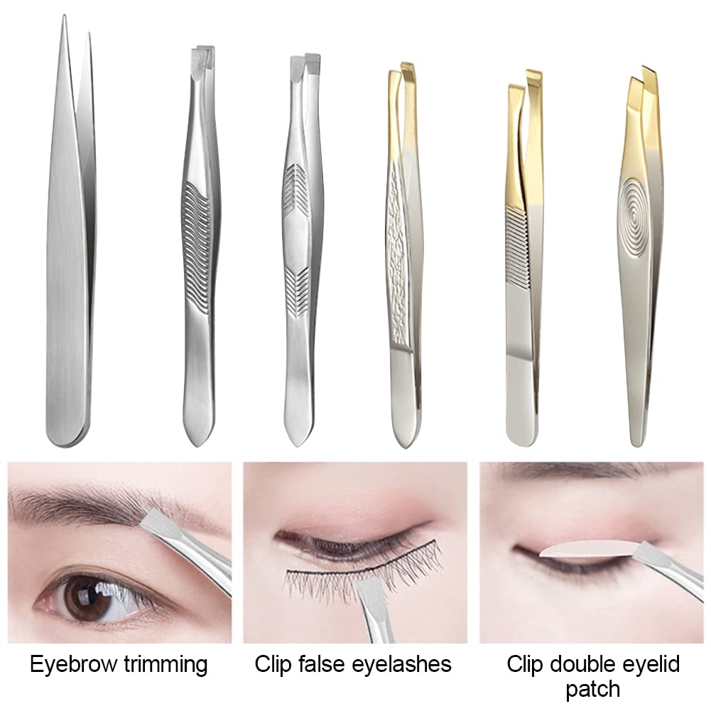 Augenbrauen-Pinzetten-Set – 3-teilig, Edelstahl, Für Präzises Zupfen & Entfernen Von Haaren/Splittern