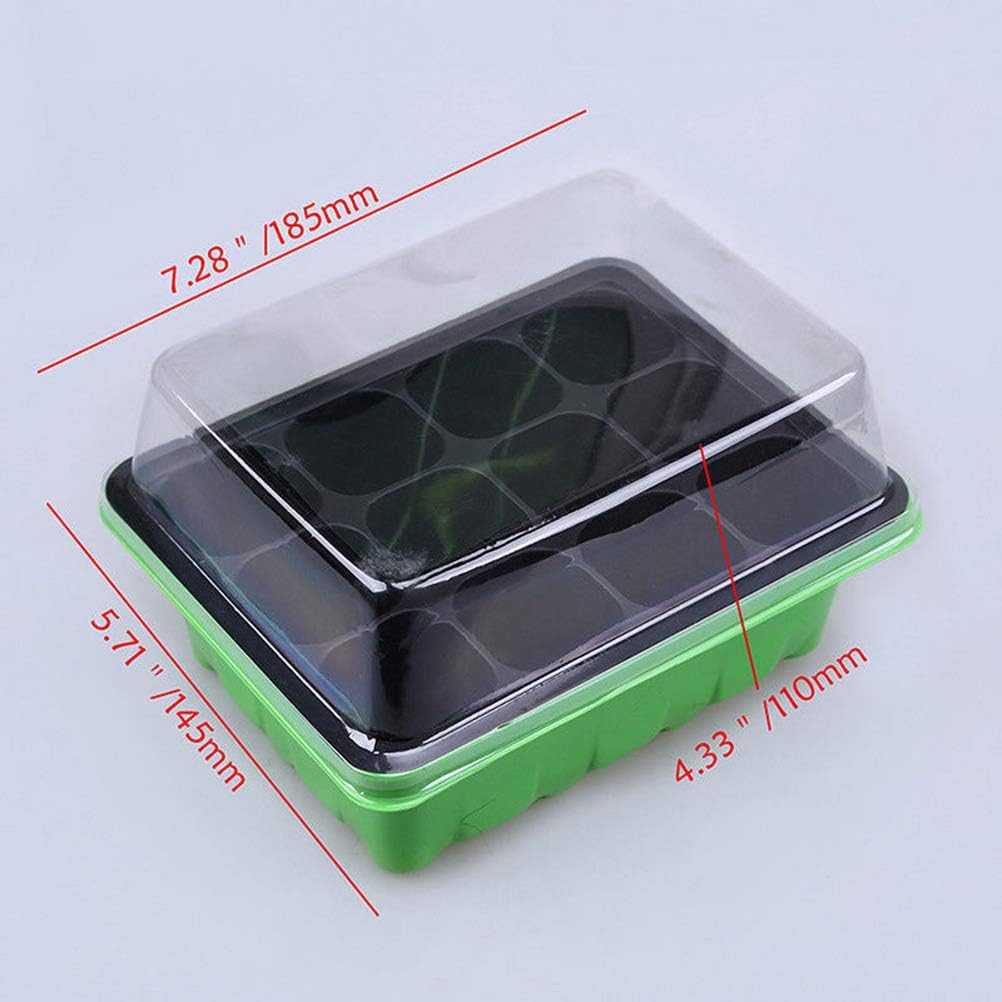 WWahuayuan Seedling Starter Trays Seed Starter Peat Pots Plant Flower Grow Starting Germination Kit Seeds Grow Box Case with Humidity Dome and Base,144 Cells,12 Trays,12-Cell Per Tray