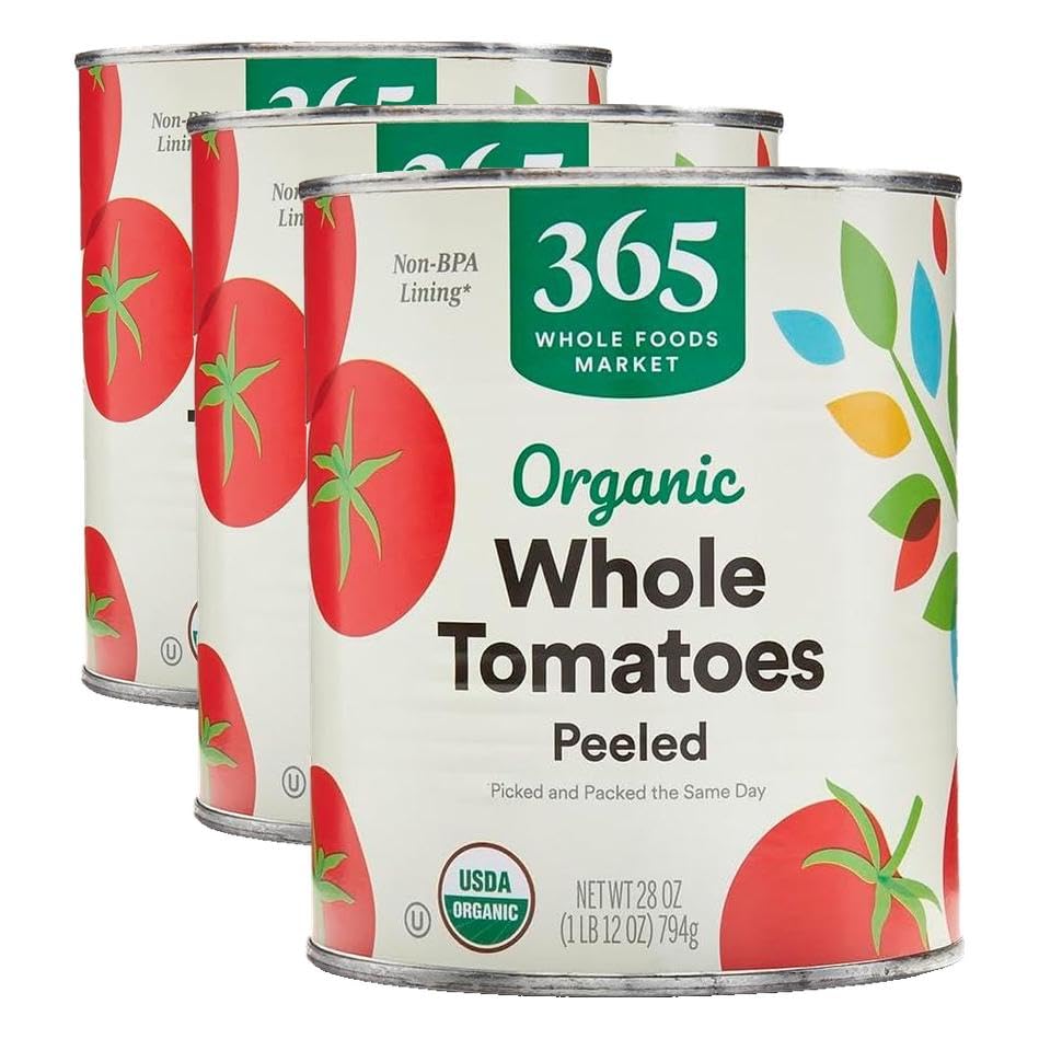 365 by Whole Foods Market, Tomatoes Whole Peeled Organic, 28 Ounce (Pack of 3)