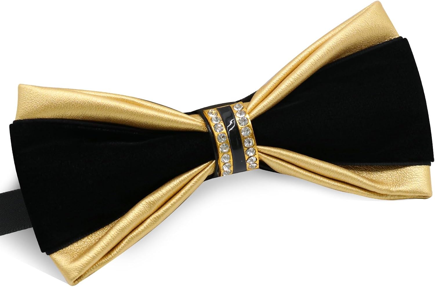 PU Leather Bowtie with Rhinestone Decoration Tuxedo Bow Ties for Men Pre-tied Adjustable Men's Bow Ties for Wedding