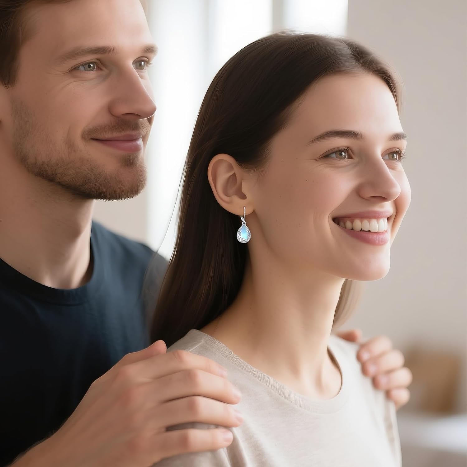 Moonstone Earrings 925 Sterling Silver Filigree Dangle Earrings Moonstone Jewelry Christmas Valentines Day Gifts for Women - Image 5