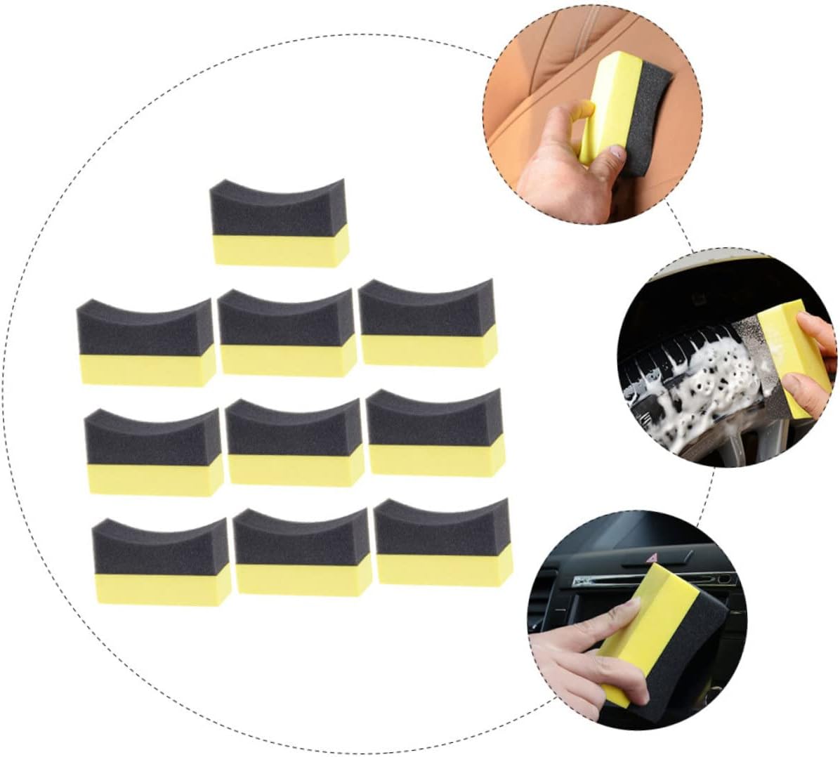 ibasenice 50pcs Reusable Car Wash Sponge Tire Shine Applicator Pad Interior Car for Auto Detailing