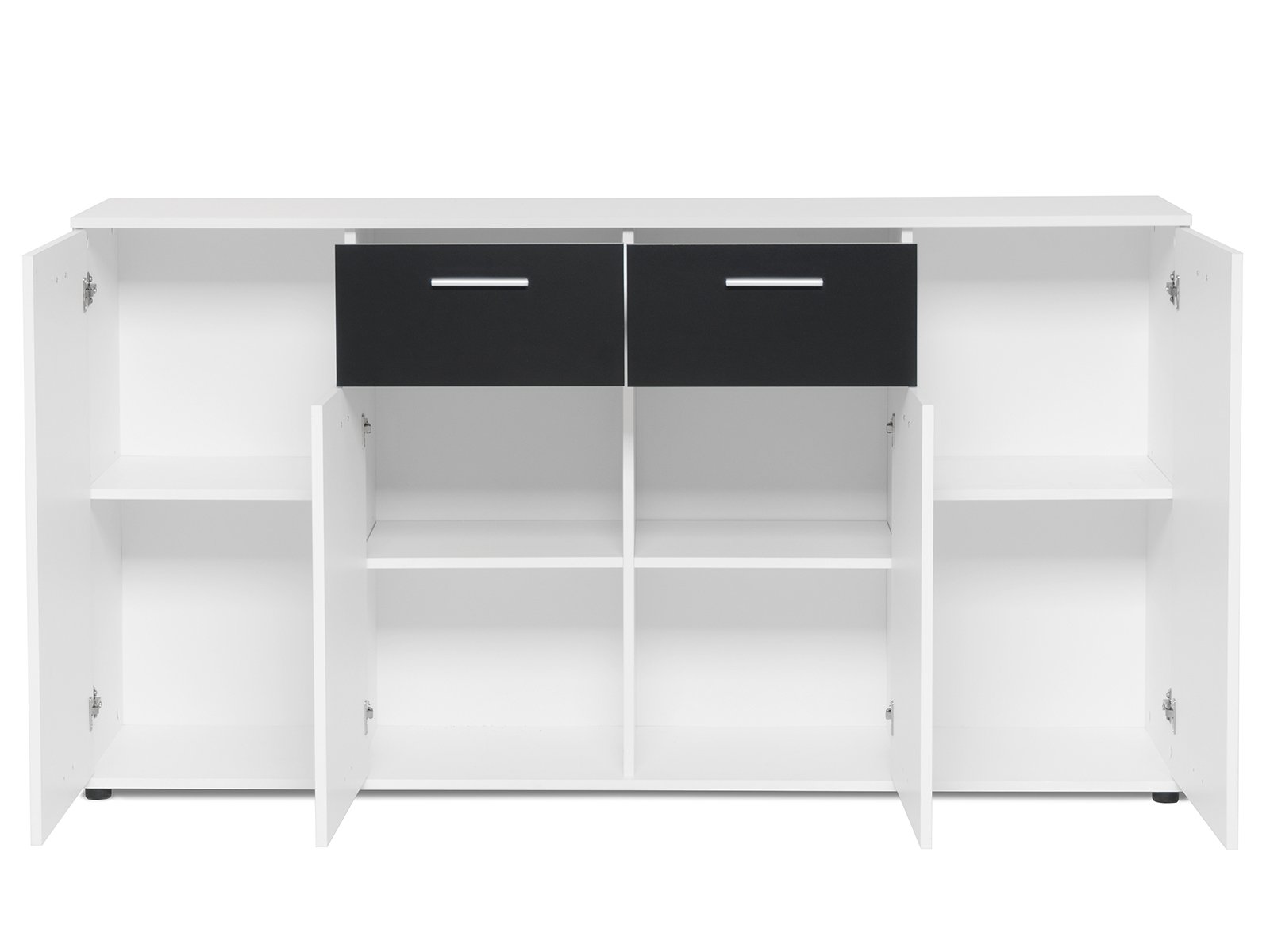 möbelando Sideboard Beistellschrank Anrichte Standschrank Kommode Highboard Jacklin II Weiß/Schwarz