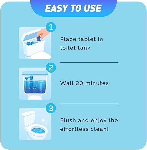 Miniatura 4 de Paquete de 40 pastillas limpiadoras de inodoro, tabletas de tanque de larga duración con tecnología de liberación sostenida, combate las manchas y