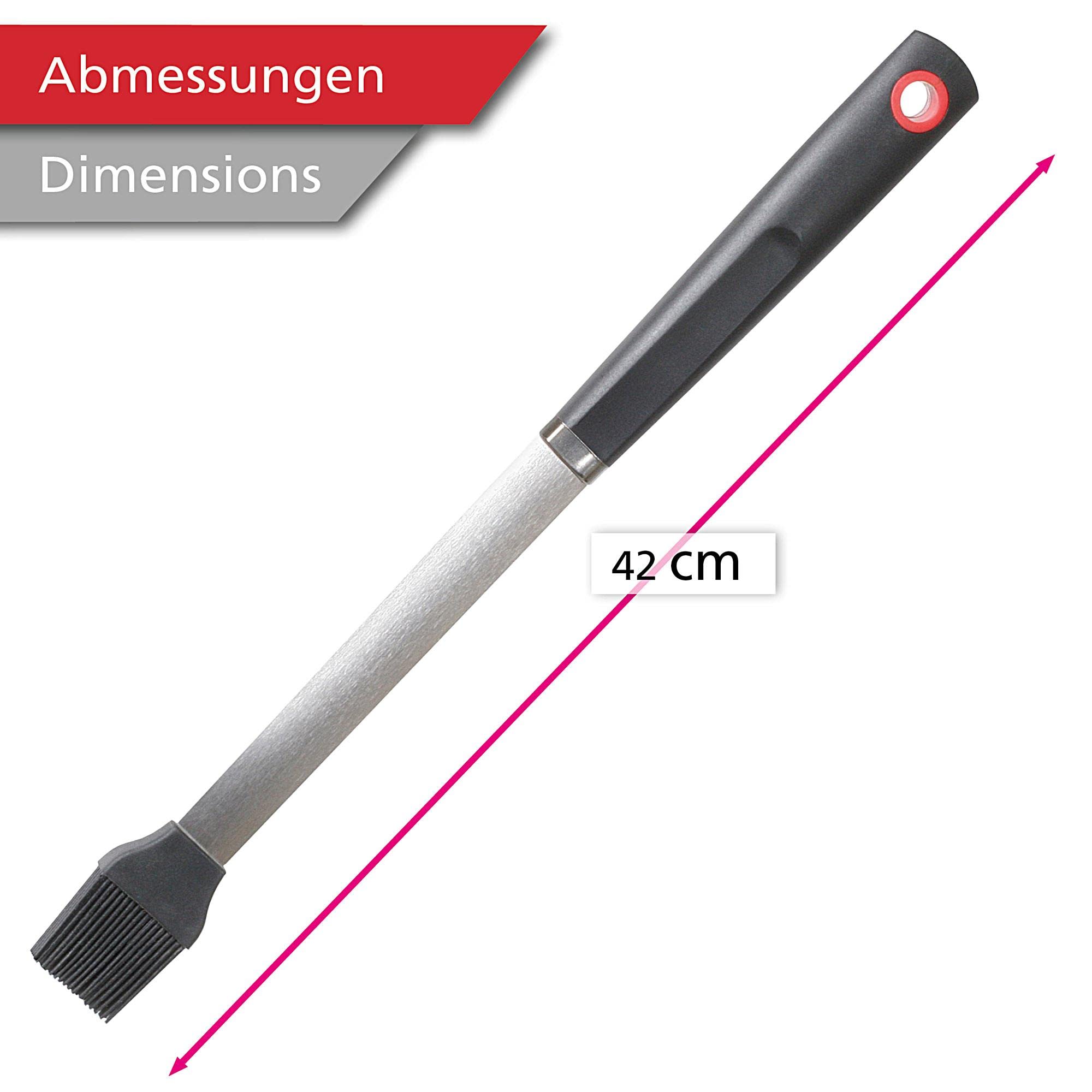 wenco Pennello lungo, 42 cm, in acciaio inox/silicone, resistente al calore, versatile, utilizzabile come pennello da forno, pennello da cucina, pennello per barbecue
