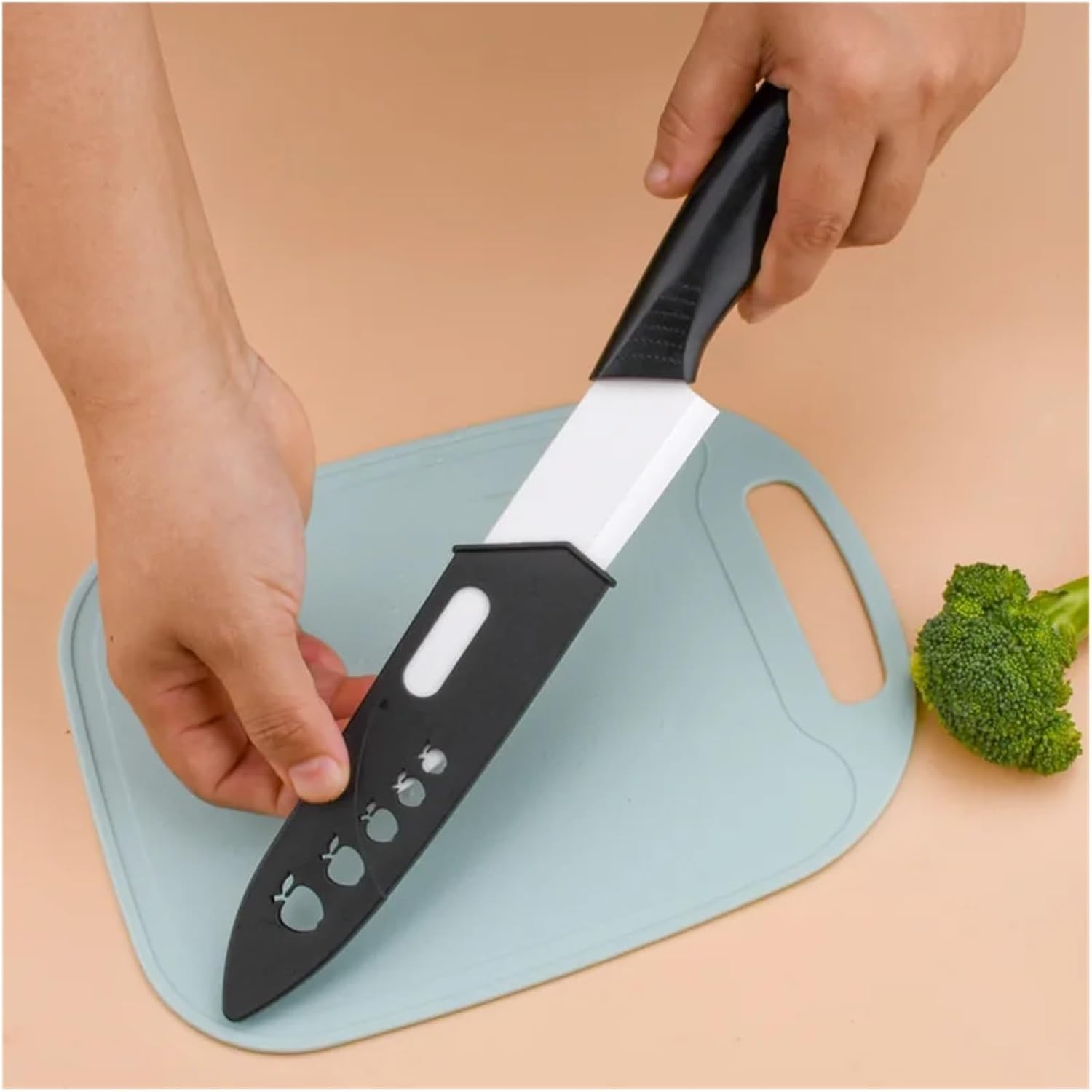 Fit for Ceramic Kitchen Knife Set - 3", 4", 5" Non-Slip Fruit and Food Cutting Knives with Sleeve(3pcs)