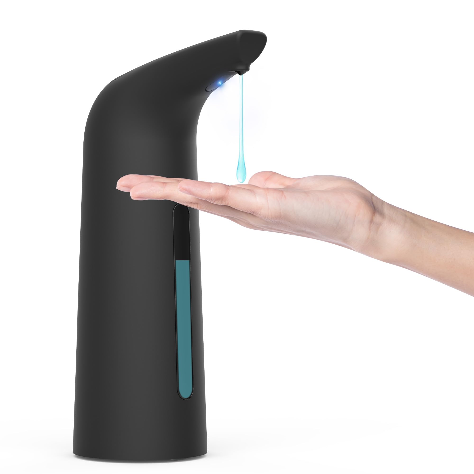 123XZUO Life distributore automatico di sapone senza contatto con 4 livelli regolabili, 400 ml, piano di lavoro elettrico a batteria, dispenser di sapone liquido con sensore a infrarossi B (nero