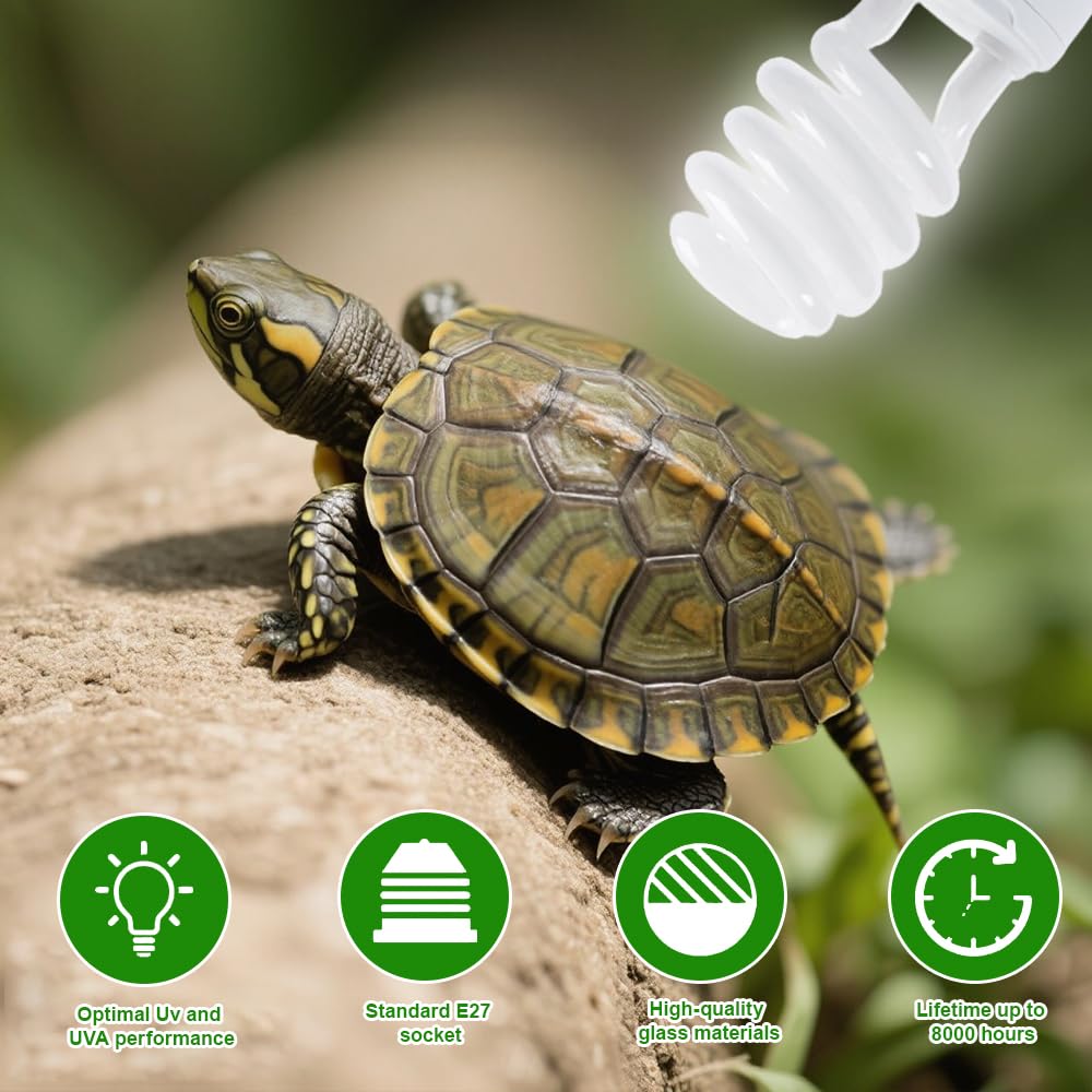 Lotvic Lampada UVB 5.0 UVA 26W, E27 UVA Lampada UVB Tartarughe, per Lucertole, Serpente, Camaleonte, Draghi Barbuti (26W 5.0 UVB)