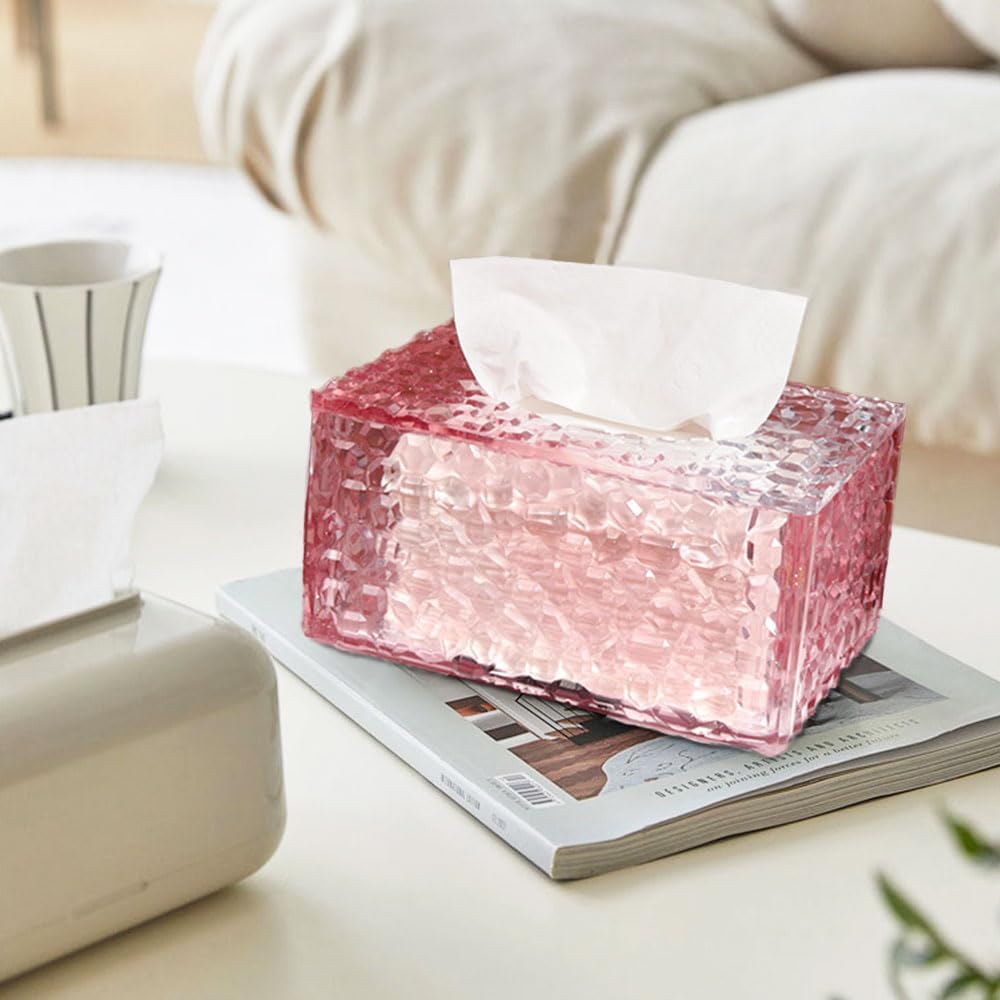 BIGEBO Tissue Box Resin Mold with Lid, Diamond Pattern Resin Tissue Box Holder Mold with Accessories Napkin Holder for Trinket Storage Box Casting DIY
