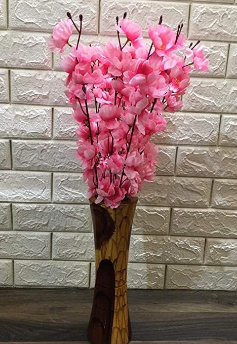Image of Coolkart Artificial Cherry Blossom Flower Bunch, Baby Pink | 7 Branches, For Vase Home Decoration, Office Decor, Without Vase