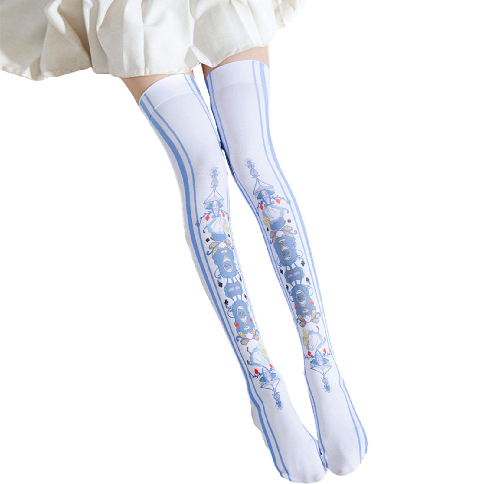 OSM Cute Cat Paw Pattern Lolita Stockings, Velvet Thigh High Thin Section Sexy Over The Knee Socks for Valentine's Day Gift and Dress Daily