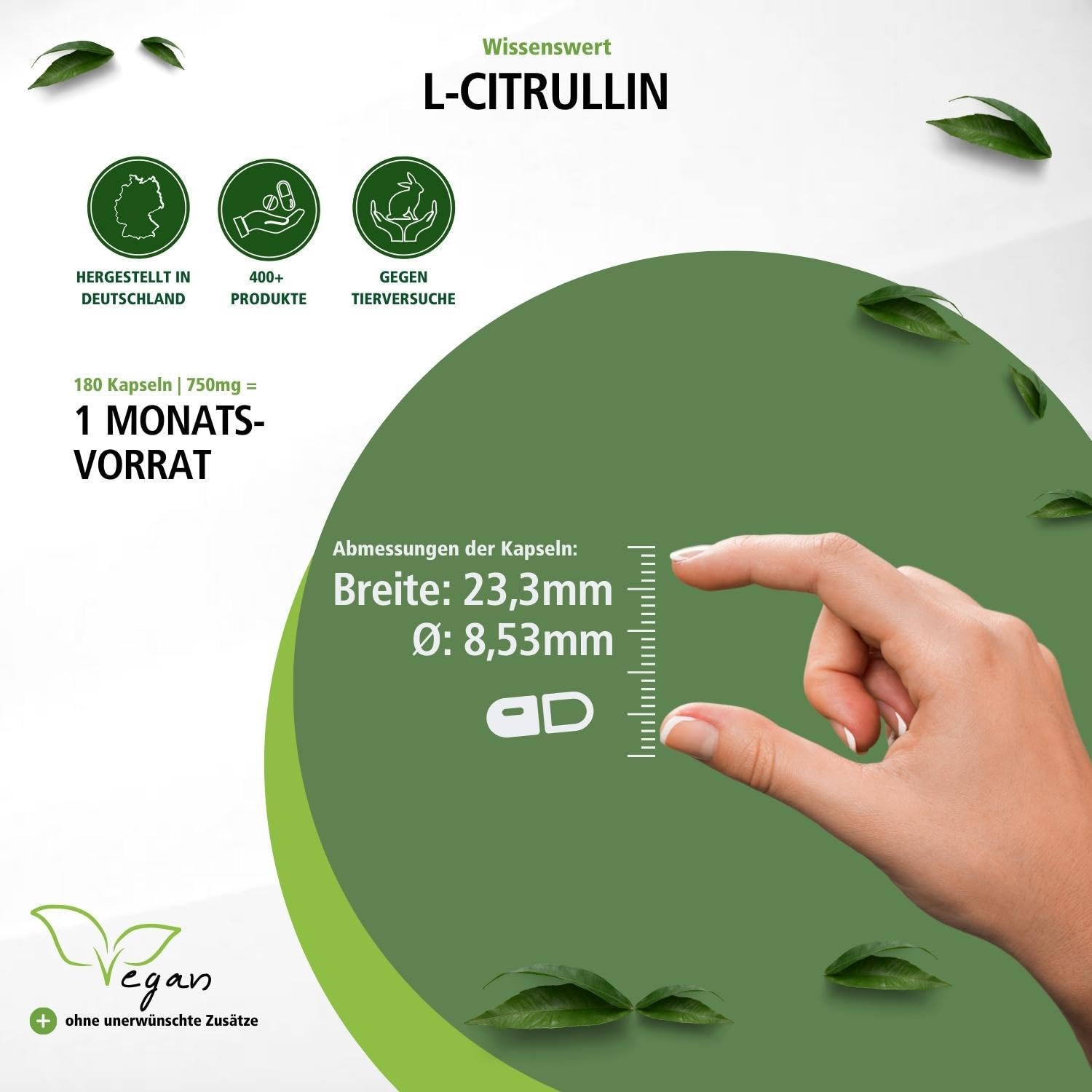fairvital L-Citrullin Kapseln 750mg, HOCHDOSIERT, VEGAN, 180 Kapseln