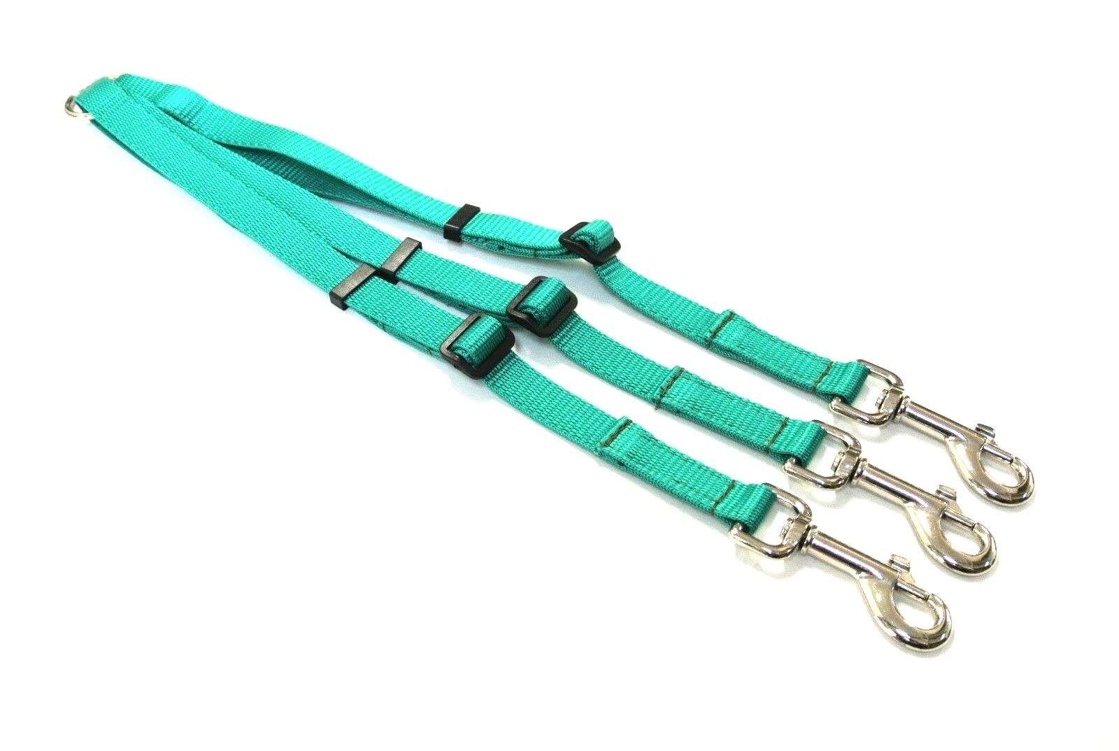 Dog Coupler/Splitter Lead Dual Walking Leash Adjustable 20mm Webbing 3 Way Splitter (Emerald Green)