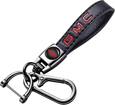Leather car Keychain Set for GMC Men and Women Family Present Keychain Key Ring Lanyard Accessories Black