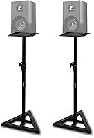 Vista 1 de Pyle Par de Soportes para Altavoces de Sonido - Soporte para Play 1 y 3, Altura Telescópica Ajustable de 26" - 52", Base Triangular de Tres Puntos