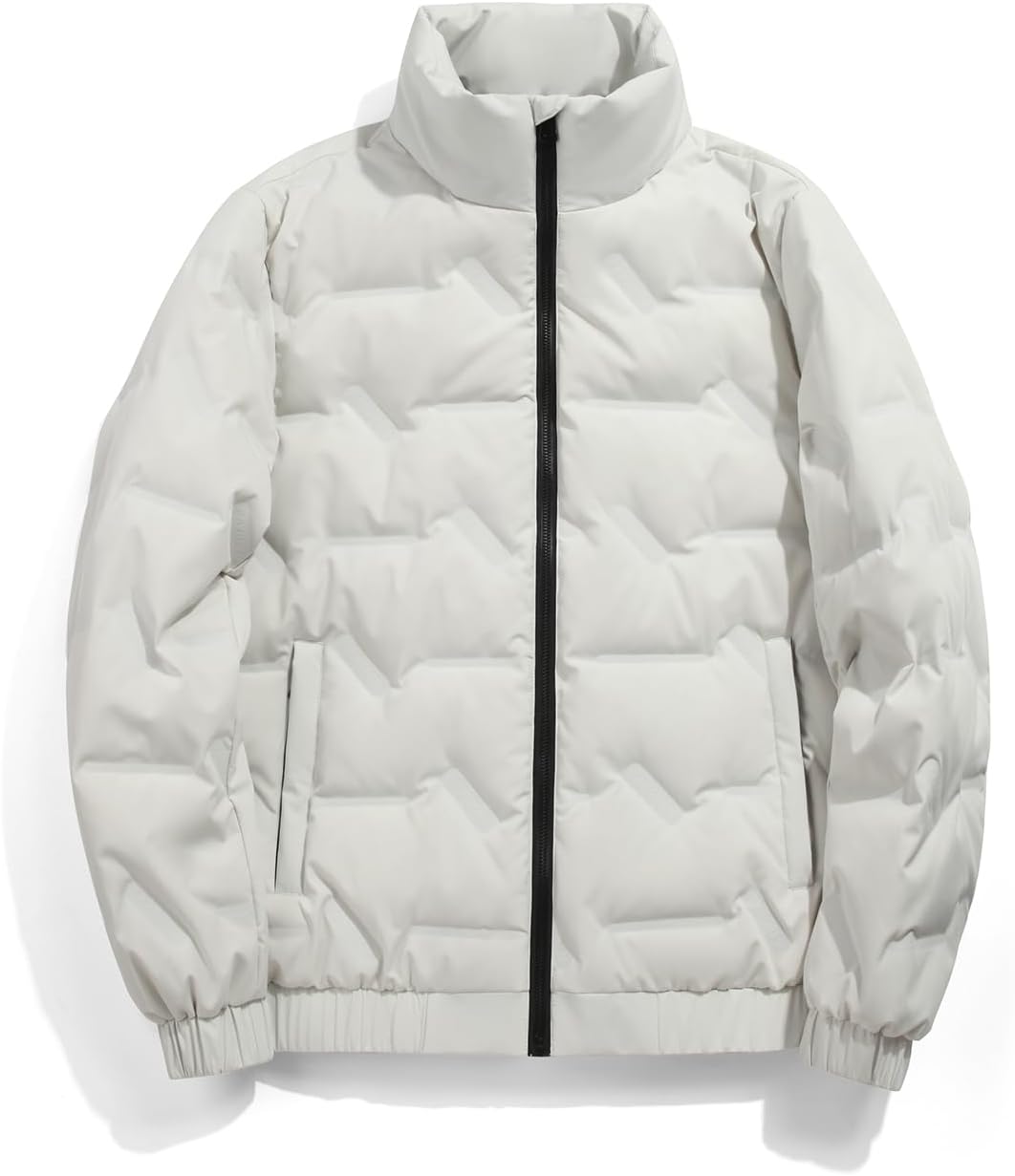 Mens Winter Coat Insulated Down Puffer Jacket Outdoor Windproof Thicken Zip Up Quilted Jacket