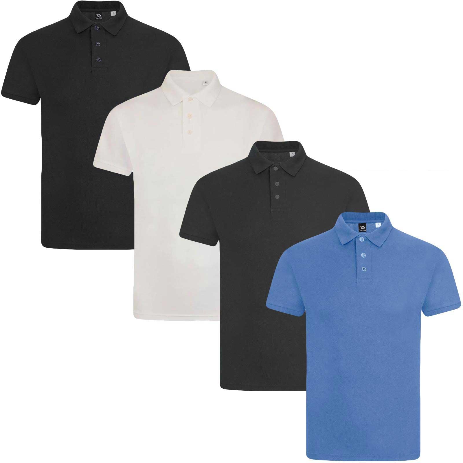 True Face (Set 2 - Plain, M) Men Polo Tshirt 4Pack Shortsleeve Plain Casual Top