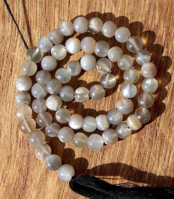Pierre de lune grise naturelle perles rondes lisses 6.5-7mm création bijoux de luxe