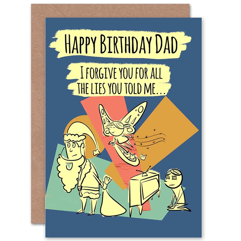 Wee Blue Coo CARD BIRTHDAY HAPPY DAD FATHER FORGIVE LIES FUNNY GIFT